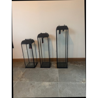 Set van 3 lantaarn met helder glas