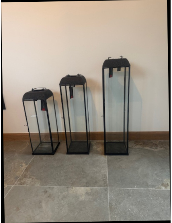 Set van 3 lantaarn met helder glas Set van 3 lantaarn met helder glas